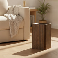 Wood-Grain Trash Can with Lid | Rectangular, Trash Can with Wheels, for Living Room