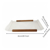 Walnut Wood Tray Stainless Steel Mirror Tray Metal Handles for Living Room