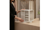 Rotating Jewelry Box Multiple-Drawer Jewelry Storage Box with Hooks Space-Saving Organizer for Girls, Bedroom