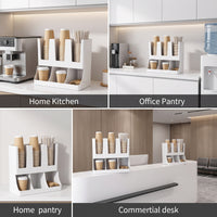 Two-Tier Cup Storage Rack Wall-Mounted Coffee Bar Organizer Freestanding Paper Cup Dispenser Space-Saving for Offices, Cafes, Breakroom, Kitchen Countertop