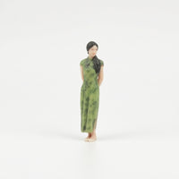 Qipao Figure 1/64 Scale Female Figurine Miniature with Qipao Dress Painted Model Standing for Collectors, Dioramas
