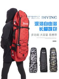 Portable Freediving Long Fins Gear Bag, Backpack for Diving, Spearfishing, Nylon, Black, Large