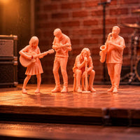 4 Pieces 1/64 Scale Band Figurines Instrument Players Musician Figurines