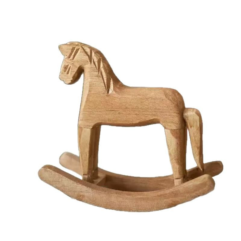 Nordic Style Wooden Rocking Horse Tabletop Decoration