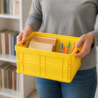 2 Pcs Folding Storage Crates, 3L Stackable Storage Crates, Compact PP Collapsible Crates for Home Organisation, Study Desk Organizer