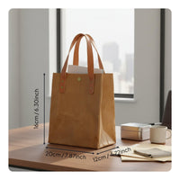 Reusable Paper Bag Waterproof Brown Paper Tote Bag Handbag for Students