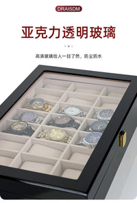 德莱士高光喷漆24位奢华手表展示盘手表防尘展示收纳盒内柔软颗粒