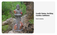 Saint Statue Bird Feeder Decorative Ornament Saint Francis Bird Feeder Versatile Function Religious Garden Sculpture for Gardeners, Courtyard