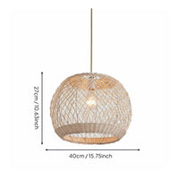 Rattan Pendant Lampshade Retro Design Woven Hanging Light Shade Rustic Elegance Boho Chandelier Shade for Dining Room