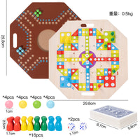 Wooden Flying Chess Game with Poker Design for Family Entertainment
