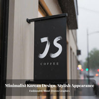 Modern Design Wrought Iron Blade Sign High Visibility Korean Design Shop Sign Side Mount Advertising Board for Cafe Owners, Shopkeepers, Outdoor, Building Exterior