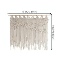 Macrame Wall Hanging with Wooden Dowel Bohemian for Doorway