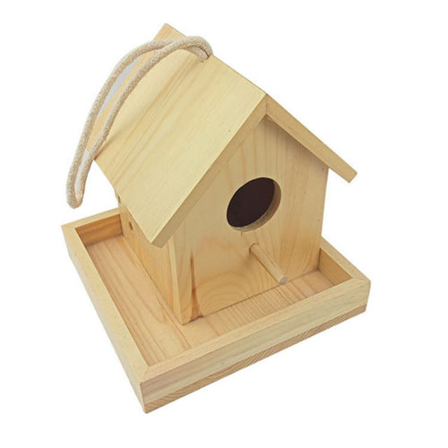 Birdhouse with Perch Sloped Roof Wooden Bird House Simple for Backyard, Birds