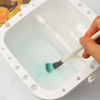3-Section Brush Washer Slanted Grooves Portable Watercolor Container for Artists