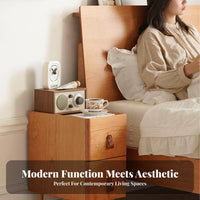 Narrow Wooden Nightstand pure Wood Bedside Table Sturdy Construction