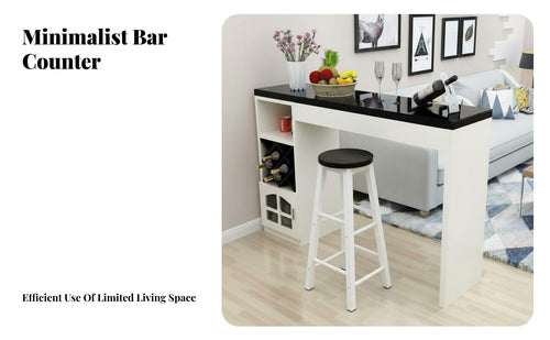 Modern Design Wall Bar Table Space Saving Bar Table with Storage Multi-Functional Room Divider Cabinet Solid Construction for Apartment Dwellers, Homeowners, Party Hosts, Entertainment Area