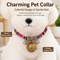Dog for Frequent Walks, Small Dog with Chime, Adjustable Textile Pet Neck Accessory, Anti-Loss Decoration & Spare