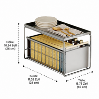 Kitchen Organizer 40cm Deep, Powder-Coated Drawer Unit, Extendable Cabinet Basket, Under-Sink Storage Rack