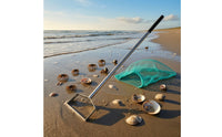 Beach Rake with Mesh Bag Portable Sand tool with Detachable Handle Wide Tool for Clam Diggers
