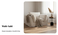 Removable and cleanable Cover 3-Seater Settee Wabi-Sabi Aesthetic 3-Seater Couch Creamy off-white Sofa Easy to Clean for Apartment Dwellers, Guesthouse managers, Homeowners, Small Spaces, Studio Flat, Lounge Area, Home Office