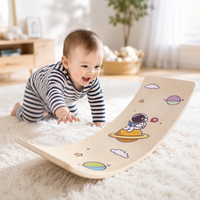 Wooden Balance Board for Kids, Curved Balance Table with Felt Pad, 94.5x29.5x1.5cm, Ideal for Play and Training
