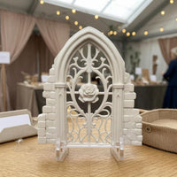 Arched Window Frame Wall Decor Brick-Textured Medieval Arched Window Vintage