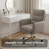Upholstered Rolling Armchair 360° Swivel Vanity Stool Sturdy Base for Study Room