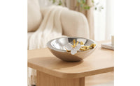 Decorative Fruit Bowl Stainless Steel Fruit Bowl with Ornament Silver Decorative Tray with Ornament for Sideboard