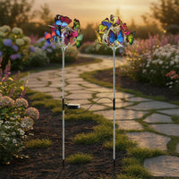 2 Pieces Solar Butterfly Hanging Light Decorative Yard Decoration Weatherproof