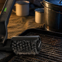Cordless Electric Grill Brush Battery Indicator Lights Cleaning Tool Angled Body