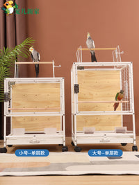 Transparent Acrylic Wooden Bird Cage for Parrots with Anti-Escape Design
