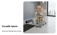 Stretching Mat Storage Rack Space Saving Stretching Mat Storage Basket Large Capacity Rolling Workout Equipment Holder for Families, Garage