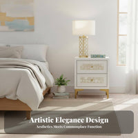 Bedside Table with Drawers Shell-Like Texture 2-Drawer Side Table Luxury design