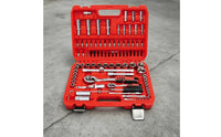 Organized Mechanics Tool Set Long-Lasting Socket and Wrench Set Heavy Duty Tool Kit with Carrying Case Rugged for Drivers, Car Repair, Garage