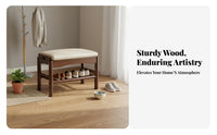 2-Tier Entryway Stool Space-Saving Shoe Rack Minimalist Design for Cloakroom