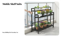 Multitier Rolling plant Rack With casters Mobile Ladder Planter Shelf sturdy Easy to Assemble for Apartment Dwellers, Patio