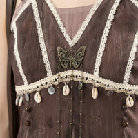 Chinese Traditional Dress Set for Women with Butterfly Print, Oriental Long for Cultural Events and Ceremonies, Two Piece Polyester Outfit