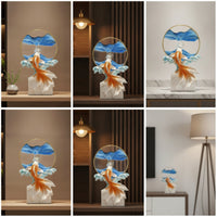 Fish Figurine Small Living Room Table Glossy Aquatic Sculpture with Base Durable Sturdy Design Unique Layered Texture Suitable for Wine Cabinet TV Cabinet Entryway Gift Giving