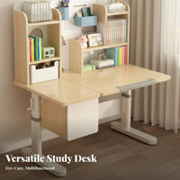 Kids Desk and Chair Set Solid Wood Construction Height Adjustable Study Desk Rounded Corner Design children's Writing Table for Girls, Home, Playroom