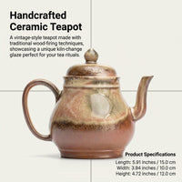 Wood Fired Ceramic Teapot, Light Luxury Retro Style