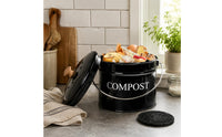Round Compost Pail Charcoal Filter Metal Compost Pail Rust-Resistant