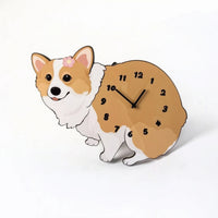 Corgi Wall Clock Cartoon Canine Wall Clock Decorative for Kids, Nursery, Bedroom