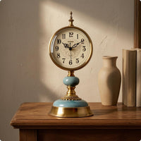 Ornate Analog Desk Timepiece Arabic Numerals Vintage Tabletop Timepiece Floral