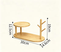 Bamboo Entryway Key Storage Organizer, Living Room Shoe Cabinet Shelf, Wall Hook, Wooden Jewelry Tray