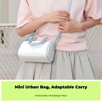 PU leather crossbody, multi-compartment.