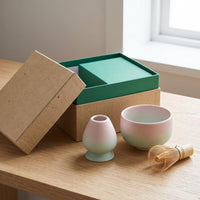 Gradient Pink-Green Matcha Tea Ceremony Set with Whisk Stand, Bowl, and Gift Box Options