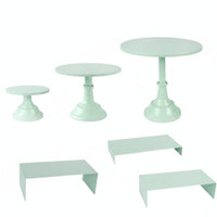 6 Pieces Dessert Display Stand Tempered Glass Rectangular Riser Platform Sturdy