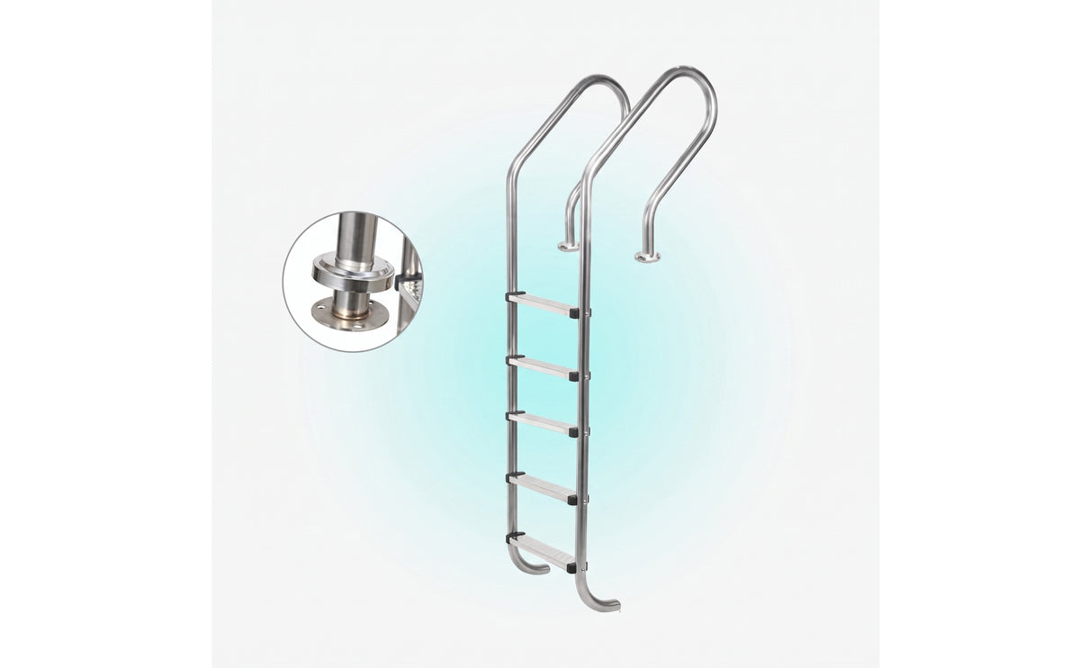 Long-Lasting Stainless Steel Pool Ladder Rust-Resistant Detachable Pool Ladder Secure Easy to Install