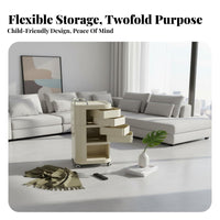 Multifunctional Bedside Storage Cabinet on Wheels Large Capacity Multi-Tier Rotating Organizer Long-Lasting Storage Cart with Wheels for Homeowners, Professionals, Living Room, Bedroom, Bathroom, Kitchen