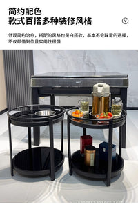 麻将机茶几双层棋牌室专用烟缸茶水架麻将桌边几茶水桌轻奢圆茶几